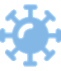 Stylized illustration of a virus cell.