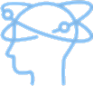 Brain with atomic orbitals illustration