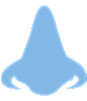Blue cartoonish nose illustration on black background.