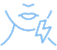 Line art of a face with lightning bolt.