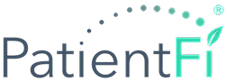 PatientFi logo with green leaf design.
